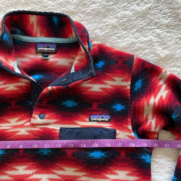 Patagonia Women’s Small Wild Desert Synchilla Fleece Pullover Red Aztec Print - Picture 6 of 8